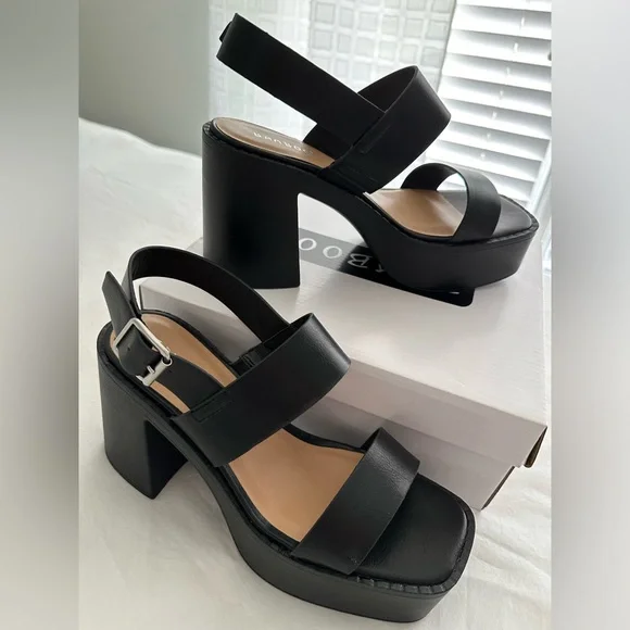 NEW Bamboo Sandals, 2 straps buckle, 1.5 inch platform and 4 inch heel, b… - Picture 2 of 9